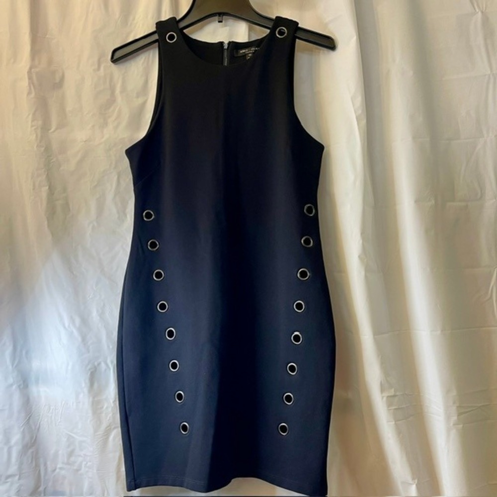 Romeo & Juliet Couture Black Grommet Bodycon Mini Dress Sleeveless Sz M